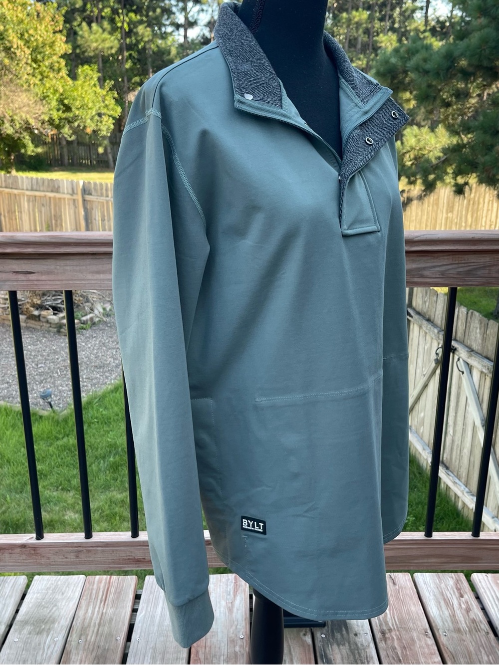 BYLT Fairway Pullover Mens Med Green Softshell Golf 1/4 Zip Mock Neck Magnetic - Picture 3 of 12